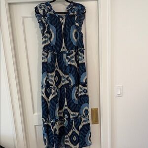 Caroline Constas Navy and Cream Maxi Dress